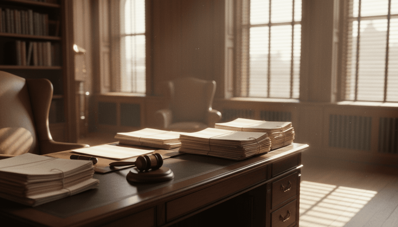 Escritorio de abogados con documentos de sucesión